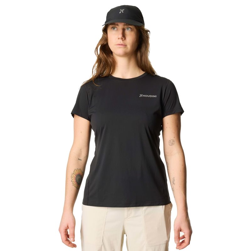 Houdini W's Pace Air Message Tee True Black / Houdini Logo - XS