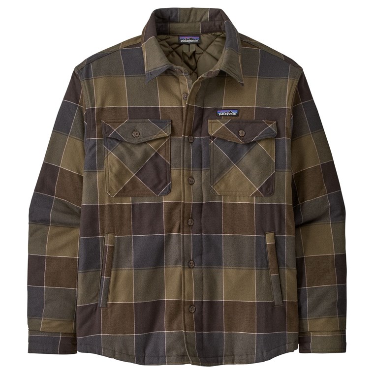 Patagonia M's LW Insulated Fjord Flannel Shirt Snow Owl: Basin Green