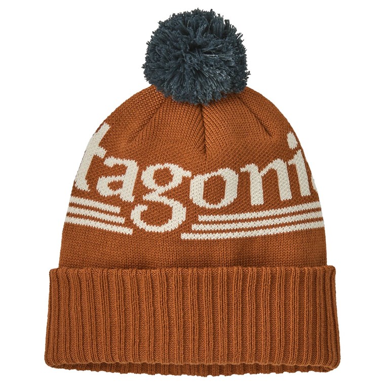 Patagonia Powder Town Beanie Hut Tripper Logo: Cinnamon Brown