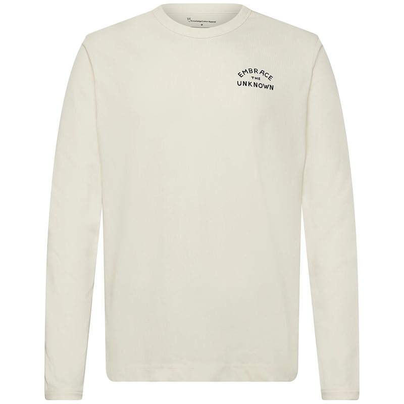 KnowledgeCotton Apparel Back Print Long Sleeve T-shirt Egret