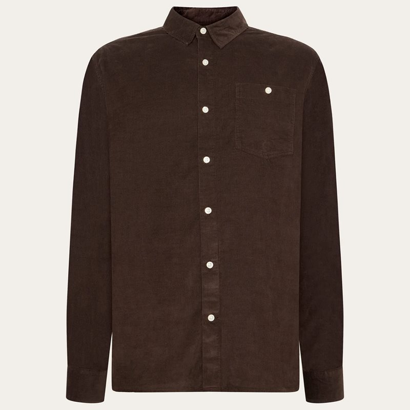 KnowledgeCotton Apparel Dune Regular Corduroy Shirt Chocolate Torte