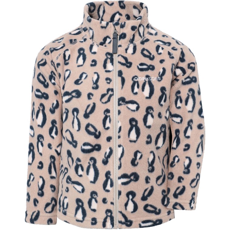 Didriksons Monte Printed Kids' Full-Zip Penguino Beige
