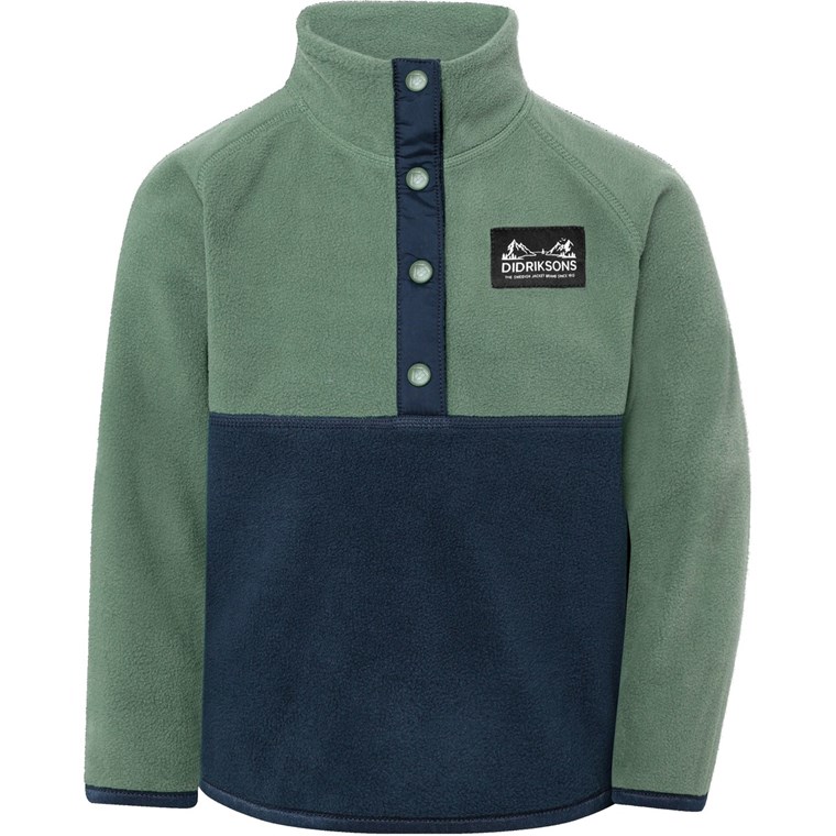 Didriksons Monte Kids' Half Button Dark Moss