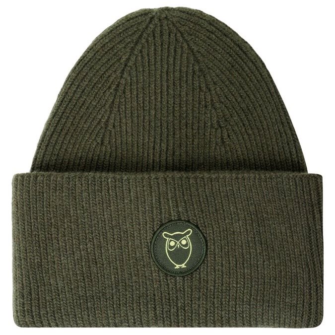 KnowledgeCotton Apparel Wool badge beanie Forrest Night