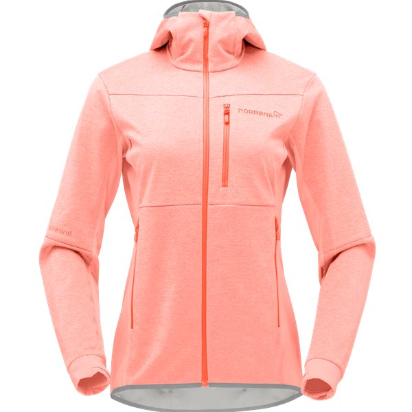 Norr&oslash;na Falketind Warm2 Octa Hood W's Orange Alert/Peach Amber - S