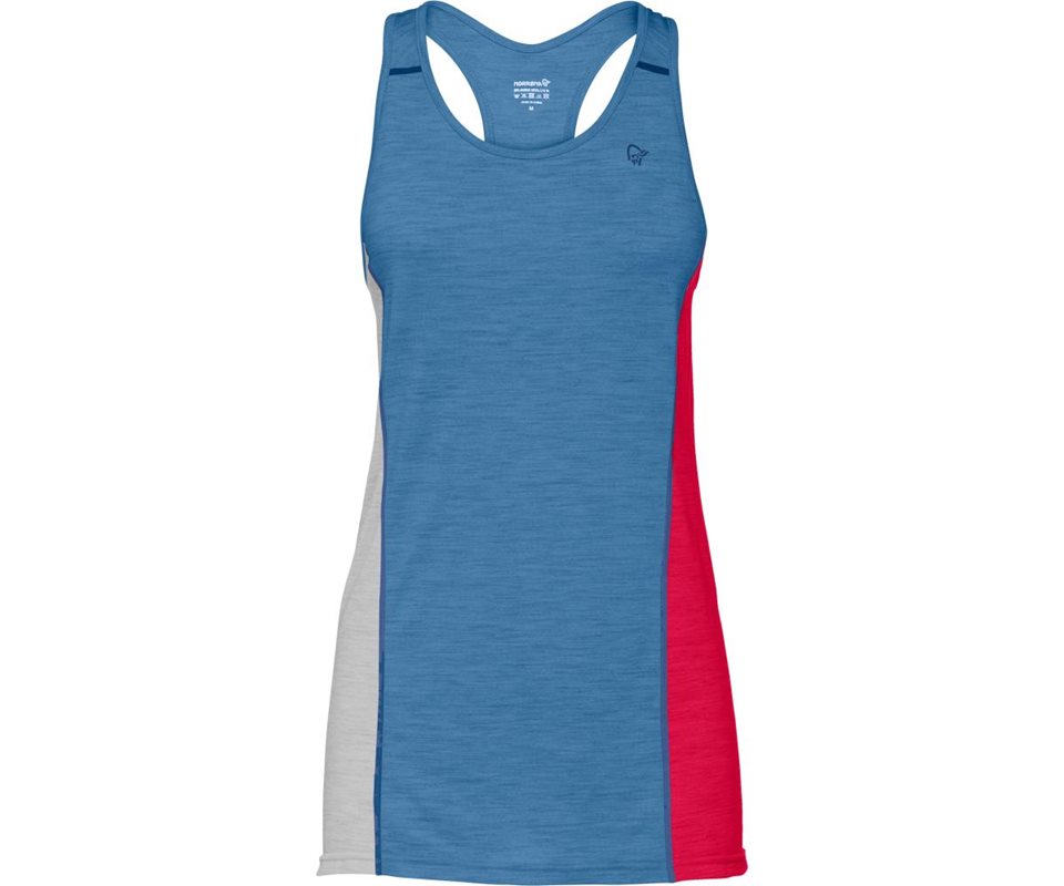 Norr&oslash;na Wool Singlet Women Denimite/Jester Red - XS