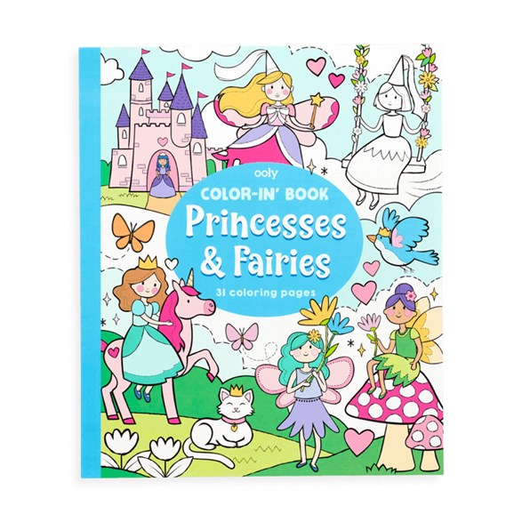 Color-in book, princesses & fairies