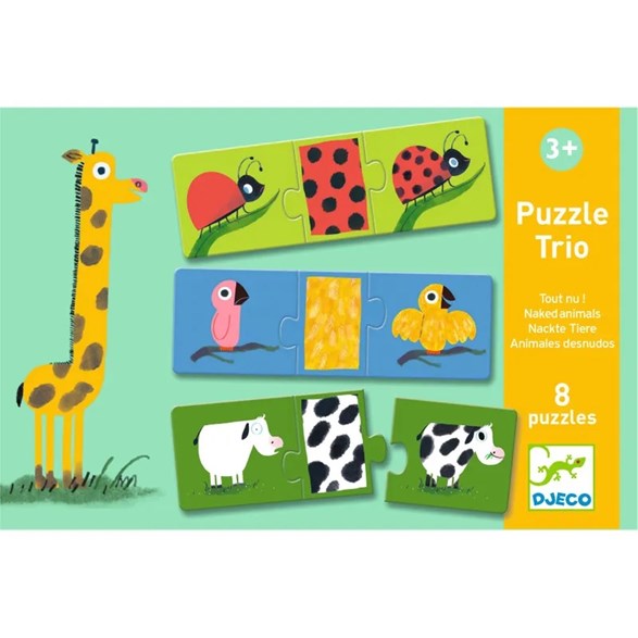 Pussel 3 bitar, trio naked animals (8 st)