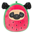 Prince the pug in watermelon costume, 19 cm