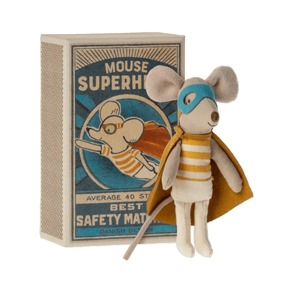 Super hero mouse, little brother in match box