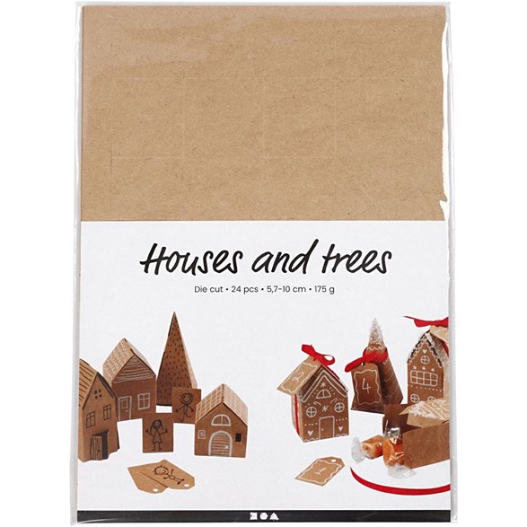 Adventskalender - 24 hus och träd i papp (från Creativ Company)
