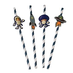 Rex London Space adventures party straws (pack of 4)
