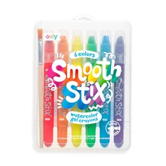 Ooly Smooth Stix Watercolor Gel Crayons, 6-p