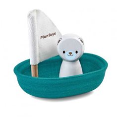 Plan toys Segelbåt i trä med isbjörn
