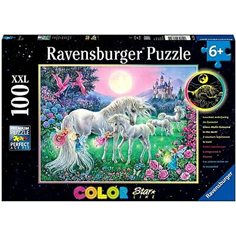 Ravensburger Pussel 100 bitar, unicorns in the moonlight