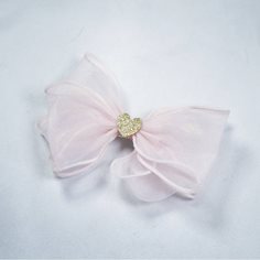 Hair clip bow organza stars, pink