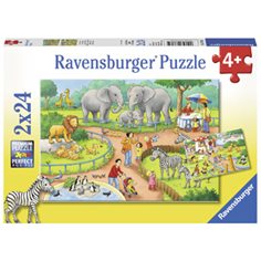 Ravensburger Pussel 2 x 24 bitar, a day at the zoo