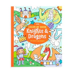 Color-in book, knights & dragons