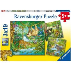 Ravensburger Pussel 3 x 49 bitar, in the jungle