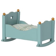Maileg Cradle baby mouse, blue