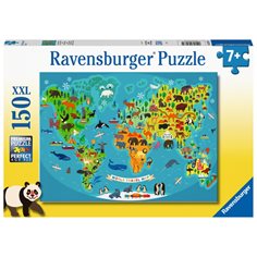 Ravensburger Pussel 150 bitar, animal world map