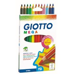 Giotto Mega, 12 large coloured pencils