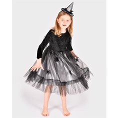 Witch dress w. acc, 6-8 år