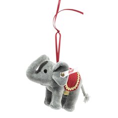 Christmas elephant ornament grey, 10 cm