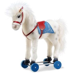 Olivia horse on wheels 43 cm, spotted white