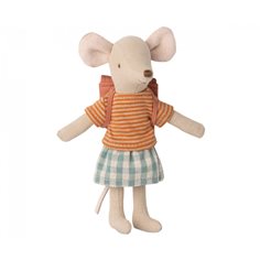 Maileg Tricycle mouse, big sister with bag, rose