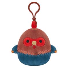 Clip on Reed the brown and blue rooster, 9 cm
