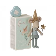 Tooth fairy mouse in matchbox, blue