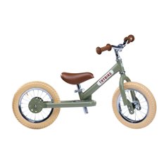 Trybike balanscykel med 2 hjul (stål, vintage grön)