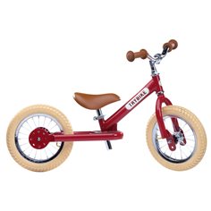 Trybike balanscykel med 2 hjul (stål, vintage röd)