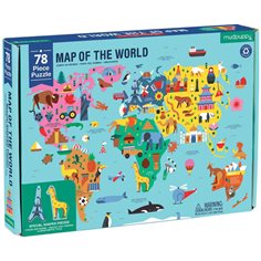 Mudpuppy Geographic puzzle map of the world, 78 pcs