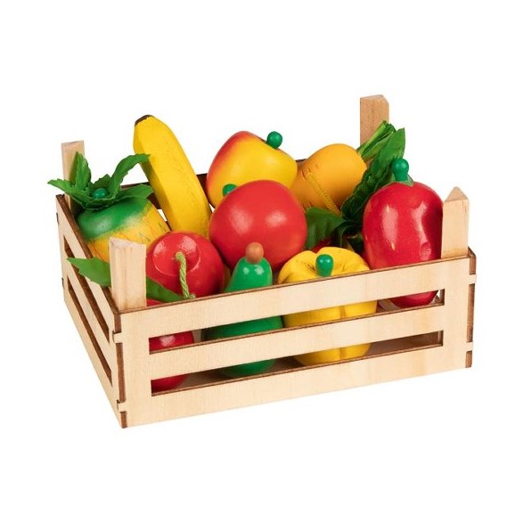 Fruits and vegetables in a crate