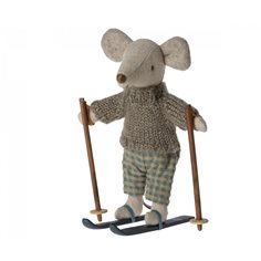 Winter mouse with ski set, big brother