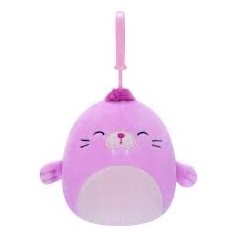 Squishmallows Clip on Pepper the Pink Walrus, 9 cm
