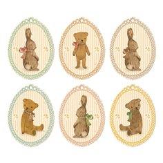 Gift tags bunnies and teddies, 12-p