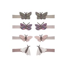 8 hair clips, mini rain forest dinos and butterflies