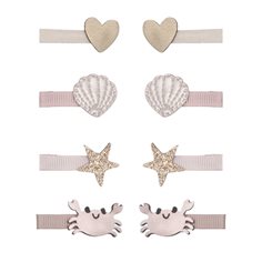 8 hair clips, mini Cecil crab by the seaside