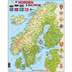 Larsen Pussel 75 bitar, karta Norden och Baltikum