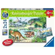 Ravensburger Pussel 2 x 24 bitar, dinosaurs of land and sea