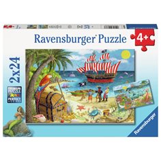 Ravensburger Pussel  2 x 24 p, pirates and mermaids