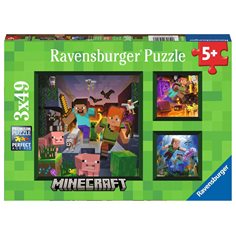 Ravensburger Pussel 3 x 49 bitar, Minecraft Biomes