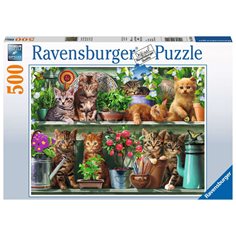 Ravensburger Pussel 500 bitar, cats on the shelf