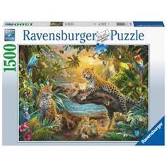 Ravensburger Pussel 1500 bitar, leopard family in the jungle