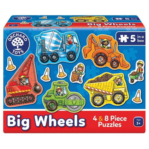 Orchard Toys Pussel 4 & 8 bitar, big wheels