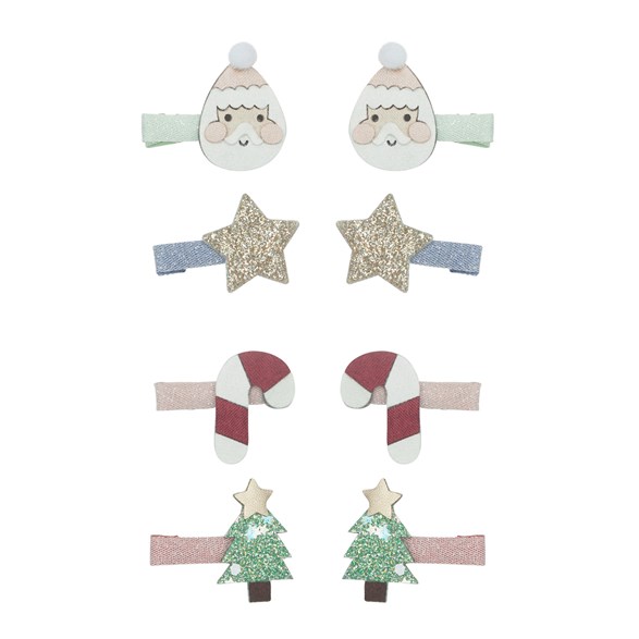 Mimi & Lula 8 hair clips - mini santa christmas