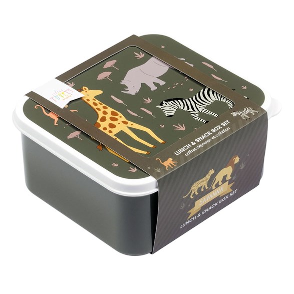A little lovely company Lunch & snack box set 4 delar, savanna